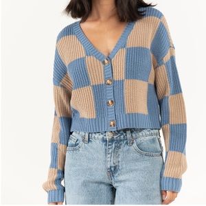 Cropped Checkered Cardigan- NWT!
